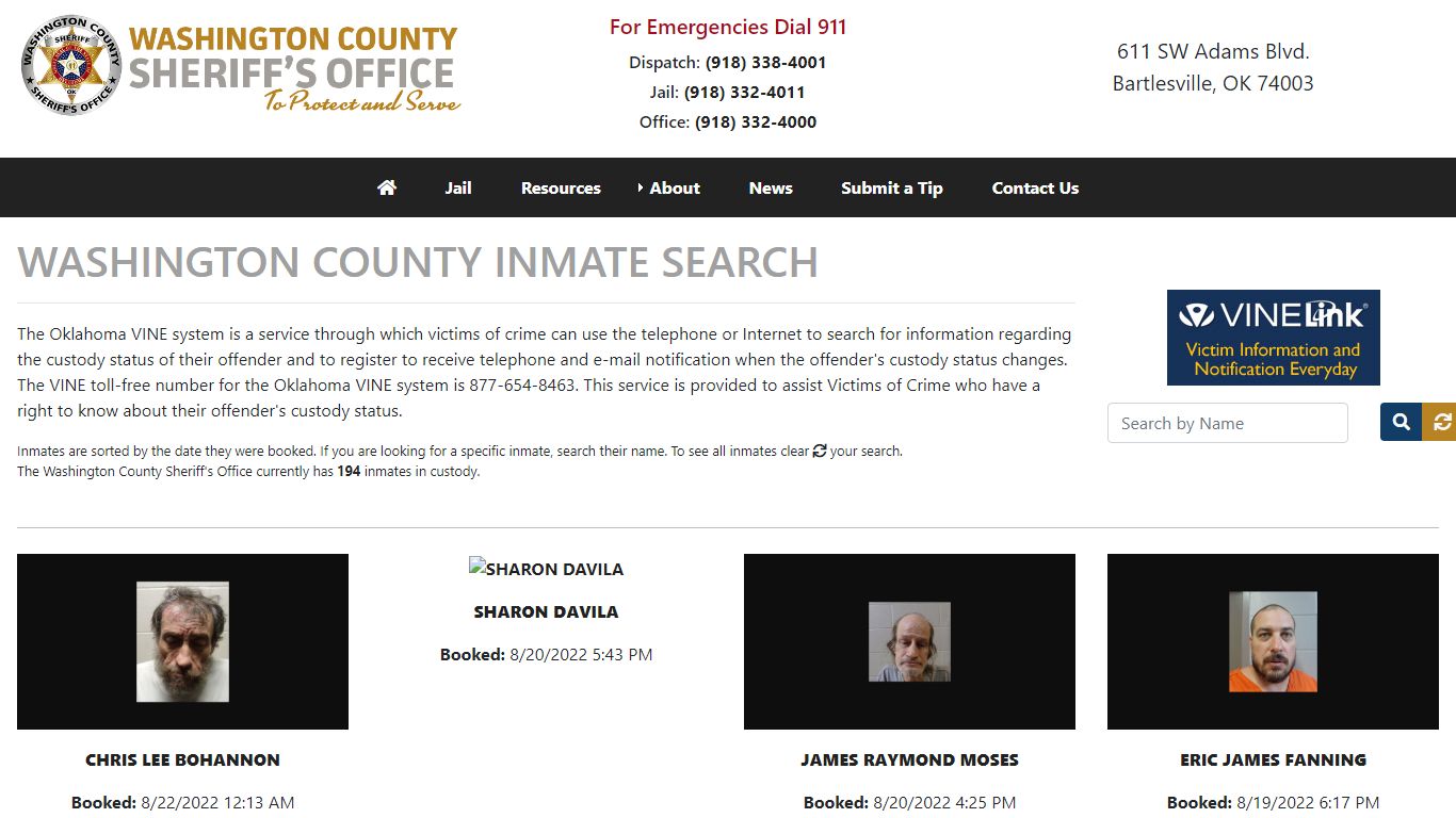 Inmate Search - Washington County Sheriff's Office